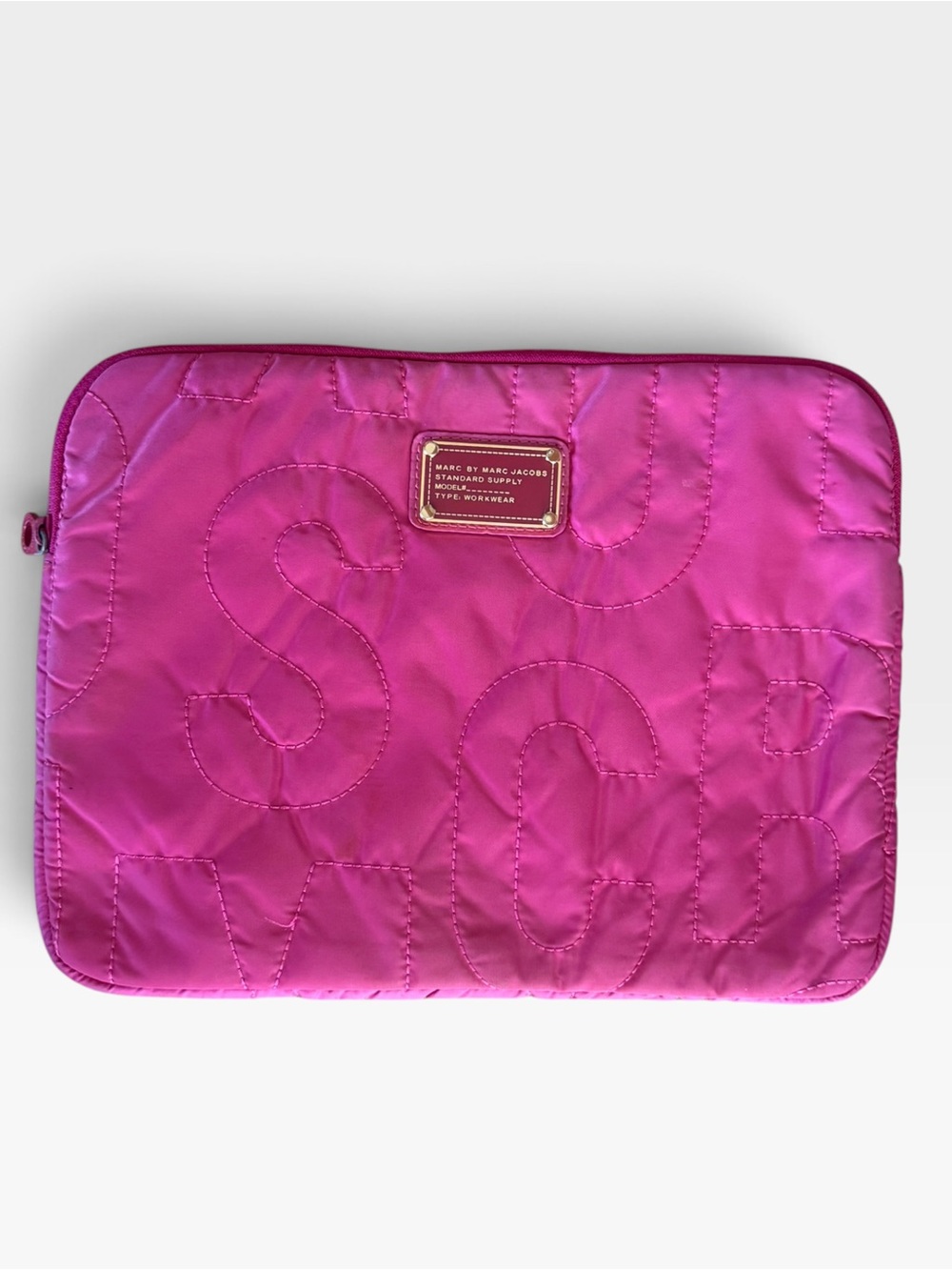Marc By Marc Jacobs Laptop Case 15” Pink Quilted Nylon Padded